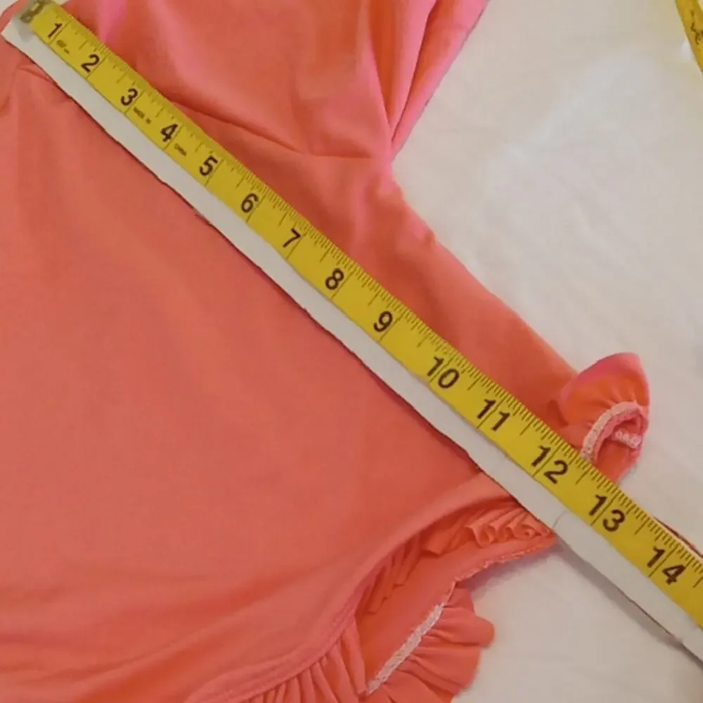 Lily & Dan Girl's Size Medium Orange Swim Top with Gold Pineapple. Bight, Summer